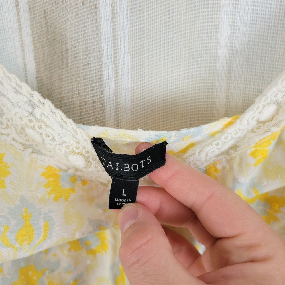 Talbots 100% Cotton Robe Pajamas Dress Set Pastel Yellow Size Large Matching - Picture 4 of 14